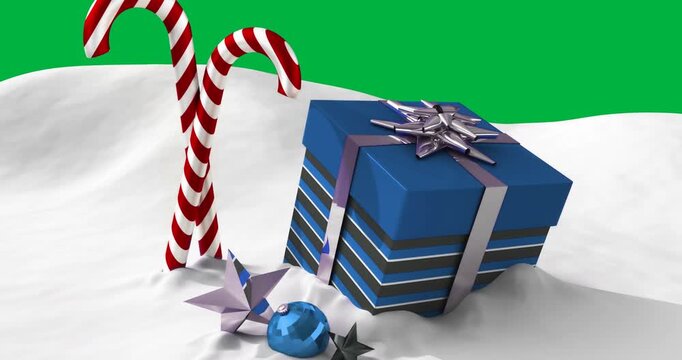 Digital animation of blue christmas gift box