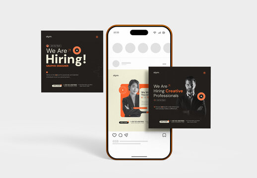 Professional We Are Hiring Social Media Post Template for Corporate Recruitment