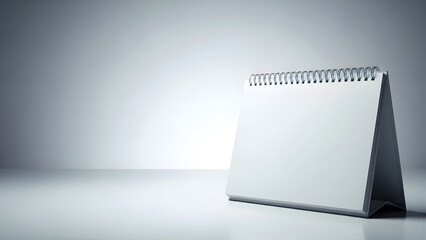 A blank desk calendar stands illuminated against a soft gradient background
