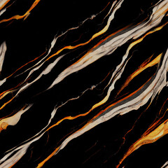 Luxurious Black Marble Texture with Bold Diagonal Gold and White Veins, Seamless Dramatic Stone Background for Interior Design
