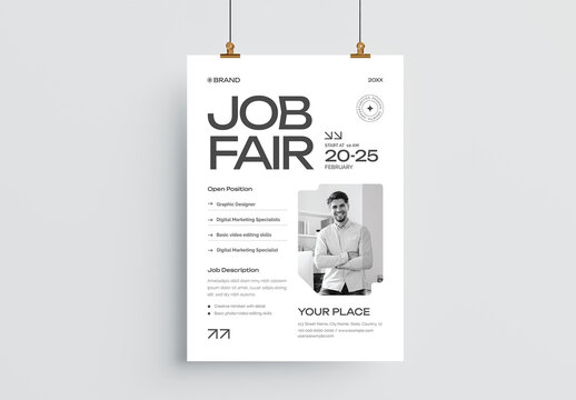 Minimalist Job Hiring Fair Event Flyer Poster Template