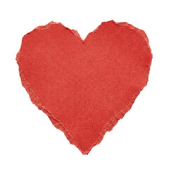 Red torn paper heart on transparent background