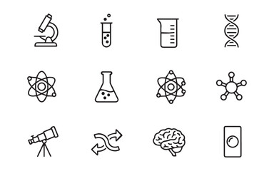Science and technology icons for educational and research purposes