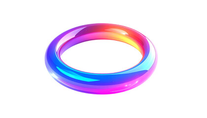 A vibrant, glossy, neon-colored torus against a black background
