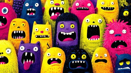 Funny background with cartoon characters, bright colors, and exaggerated expressions, perfect for playful designs, kids branding, and humorous creative projects.