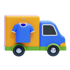 PNG 3D Laundry Delivery Service Truck Icon Isolated on a White Background