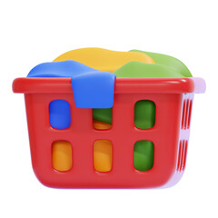 PNG 3D Basket of Dirty Laundry Icon Isolated on a White Background