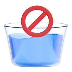PNG 3D Do Not Wash Symbol on Water Bucket Icon Isolated on a White Background