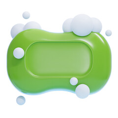 PNG 3D Green Soap Bar with Bubbles Icon Isolated on a White Background