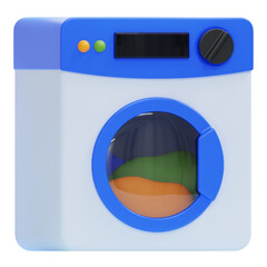 PNG 3D Front-Loading Washing Machine Icon Isolated on a White Background
