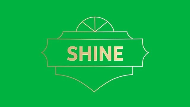 Animation of gold text shine, in decorative gold frame, on black background