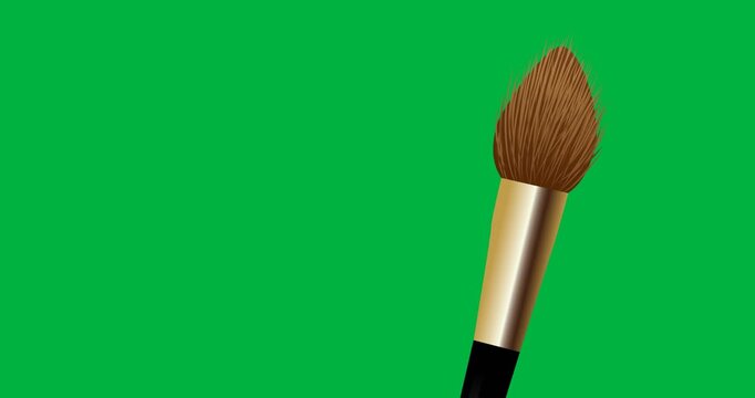 Digital animation of makeup brush icon floating against black background