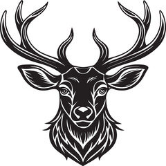 Majestic deer head illustration with detailed antlers and mane Vector.  © ZIHAD