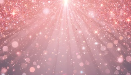 Pink glitter sparkle on transparent background with vibrant rose gold twinkle lights vector illustration