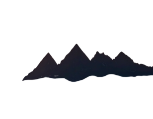 Silhouette of jagged mountain peaks against a deep black background