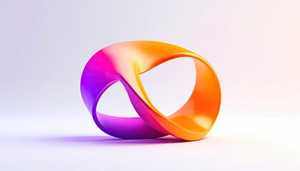 Swirled, looping form, vibrant color gradient on soft backdrop