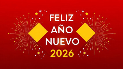 Feliz Ano Nuevo 2026 celebration with fireworks