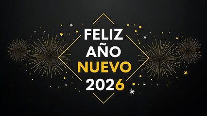 Feliz Ano Nuevo 2026 fireworks celebration text