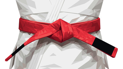 Low poly red belt on martial arts gi uniform design