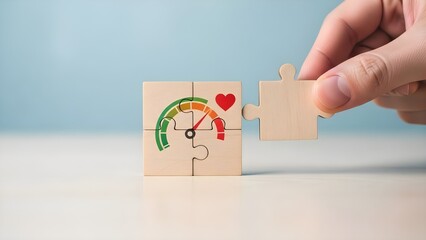 Hologram stock background with puzzle piece fitting into place