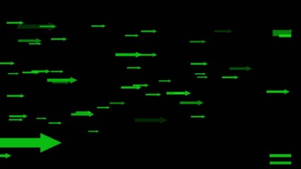 Bright green arrows pointing right on a Generate title without using the word "Title:" before it. black background with varying sizes and transparency