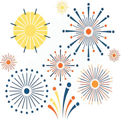 Abstract Festive Celebration Illustration with Starbursts and Fireworks