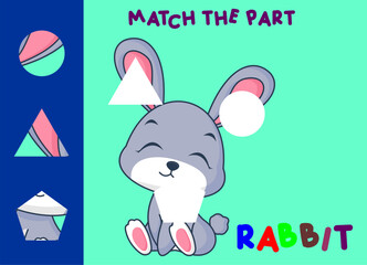Match children educational game. Match parts of cartoon animal. Activity for preschool  kids