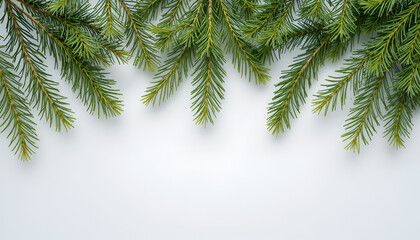 Fresh Fir Tree Branch Isolated on Clean White Background