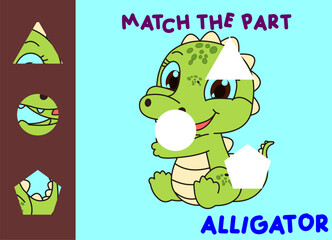 Match children educational game. Match parts of cartoon animal. Activity for preschool  kids