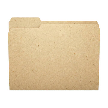 Rustic recycled manila file folder on transparent background