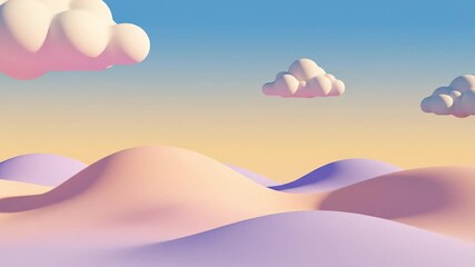 Soft pastel cloud landscape sunset hills dreamy sky whimsical soft light rolling dunes fluffy clouds sunrise calm serenity pastel cloud landscape soft rolling hill dreamy gradient sky minimal surreal - Powered by Adobe