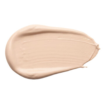Fair beige liquid foundation smudge on transparent background
