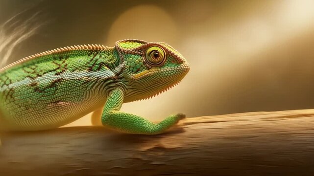Chameleon on a Branch - A Detailed Look at Reptilian Beauty.