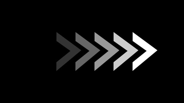 Dynamic Gradient Arrow Symbol Animation on Black Background with 3 D Effect and Motion Blur animated arrow