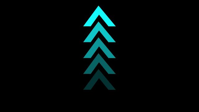 Abstract geometric triangle shape animation with gradient teal blue color on black background abstract geometric shape