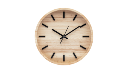 Wood-rimmed analog clock with minimalist black ticks