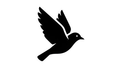 Minimalist Black Flying Bird Silhouette Icon Vector isolated on white
