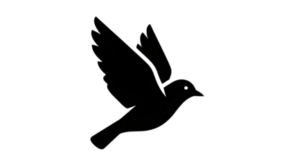 Minimalist Black Flying Bird Silhouette Icon Vector isolated on white