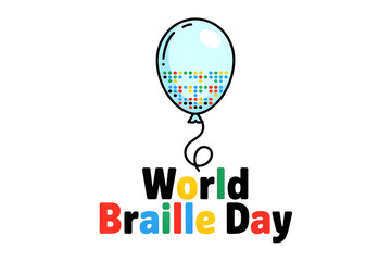 World Braille Day colorful balloon illustration celebrating accessibility inclusion awareness