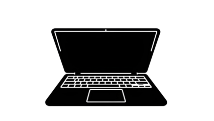 Simple Black Laptop Icon Silhouette Isolated on White Background for Technology Design