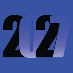 2027 Year Number with Blue Gradient Effect