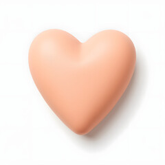 Pastel peach heart on white background, symbol of love