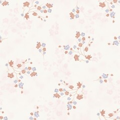 
This image features a delicate, minimalist floral pattern on a soft off-white or cream background.