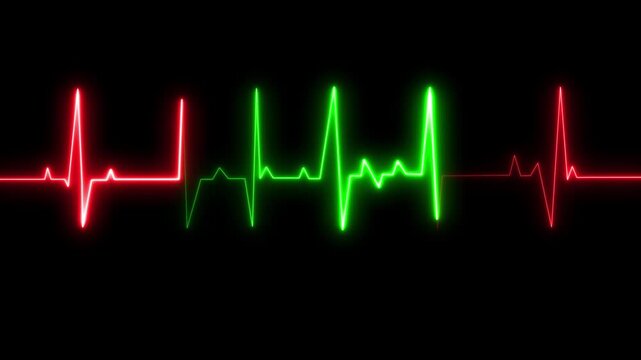 Heartbeat Line ECG Medical Pulse Animation Background. Neon Digital heartbeat plus animation. Heart Beat Pulse animated