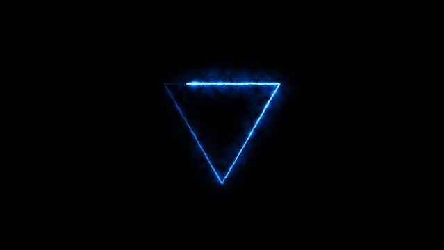 Bright blue glowing inverted triangle with luminous edges on a dark Generate title without using the word "Title:" before it. background