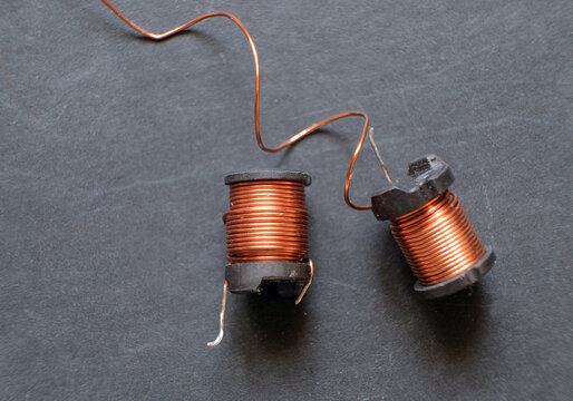 Industrial materials made of copper. Inductors are used in electrical or electronic circuits.