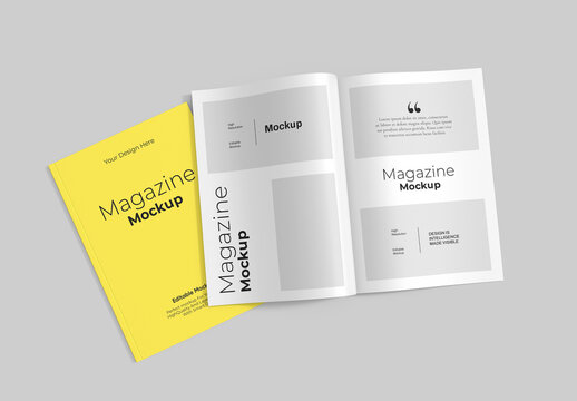 Editable Open & Closed Magazine Mockup Template