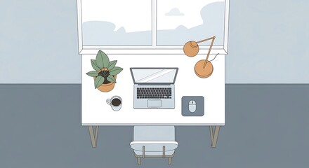 Modern home office workspace with laptop.