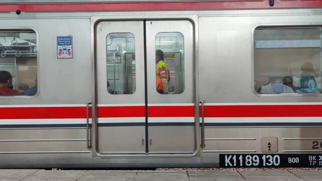  Electric passenger train. Very fast driving. The concept of travel and journey.