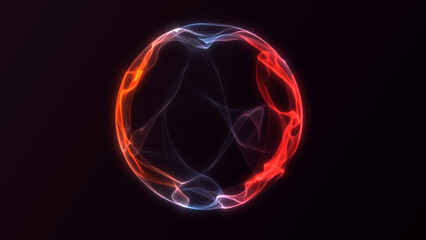Abstract red and orange energy sphere with smooth glowing plasma flow on dark background, futuristic light orb with calm motion, sci fi digital power concept and cinematic depth